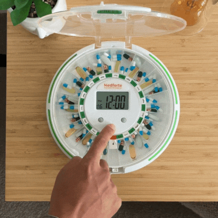 Short Animation Showing Alarms of the Medforte Automatic Pill Dispenser Being Set Up and Locked